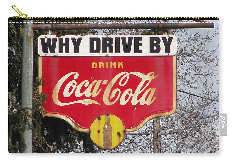 Coca-cola Sign Zip Pouch featuring the photograph Coca-Cola Sign by Michael Krek