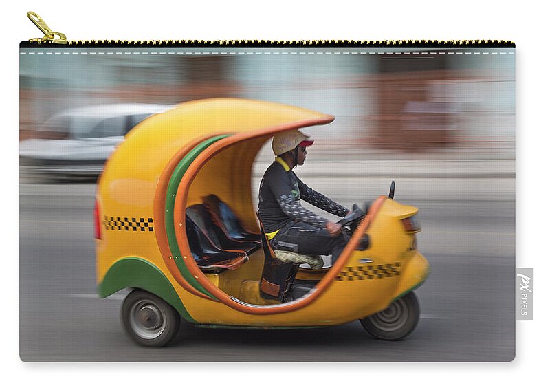 People Zip Pouch featuring the photograph Coco Taxi In Motion by Adam Jones