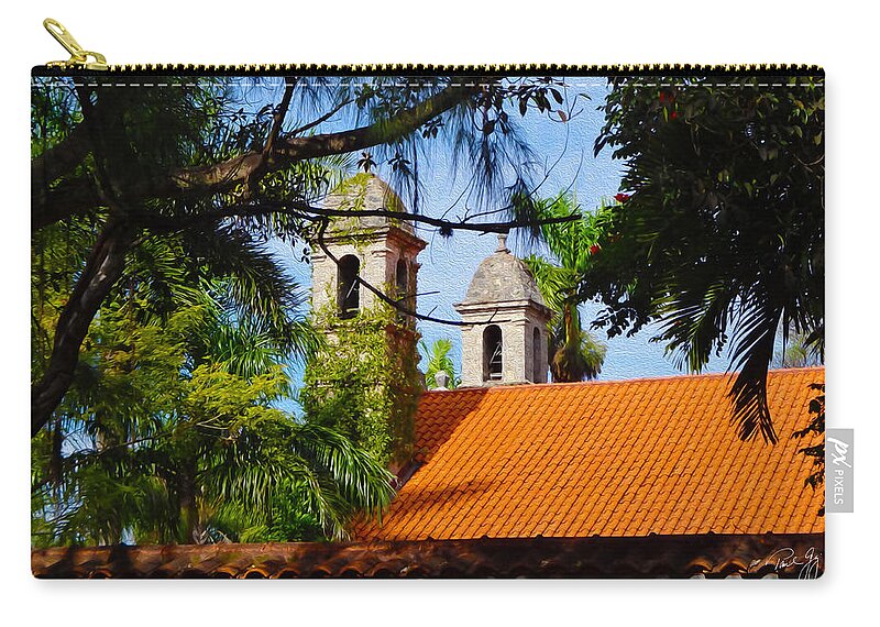 Spanish Architecture Zip Pouch featuring the photograph Coconut Grove Church by Paul Gaj
