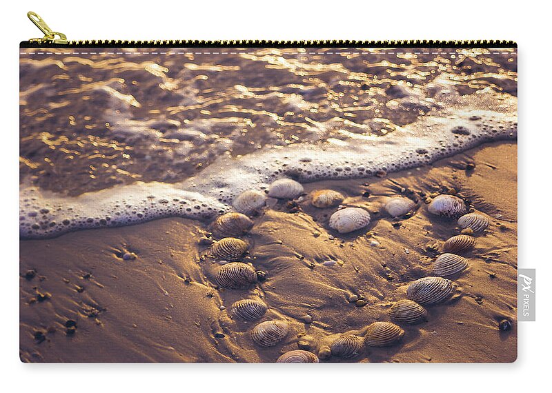 Scenics Zip Pouch featuring the photograph Coeur Coquillage, Shell Heart by Chris Dève