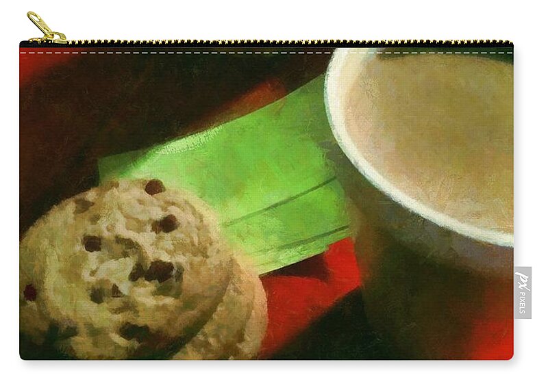 Food Zip Pouch featuring the painting Coffee and Cookies at the Cafe by RC DeWinter