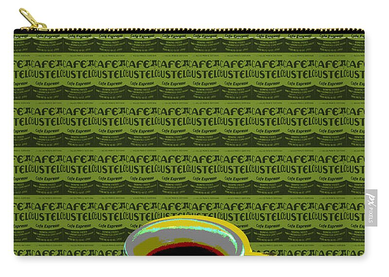 Coffee Zip Pouch featuring the digital art Coffee cup Pop Art by Jean luc Comperat