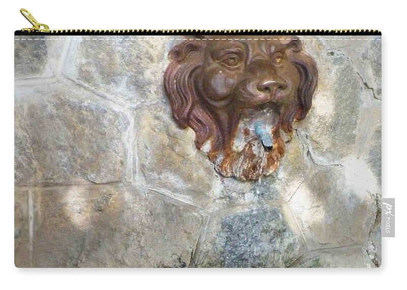 Fountain Zip Pouch featuring the photograph Coffee Cups by the Fountain by Lainie Wrightson