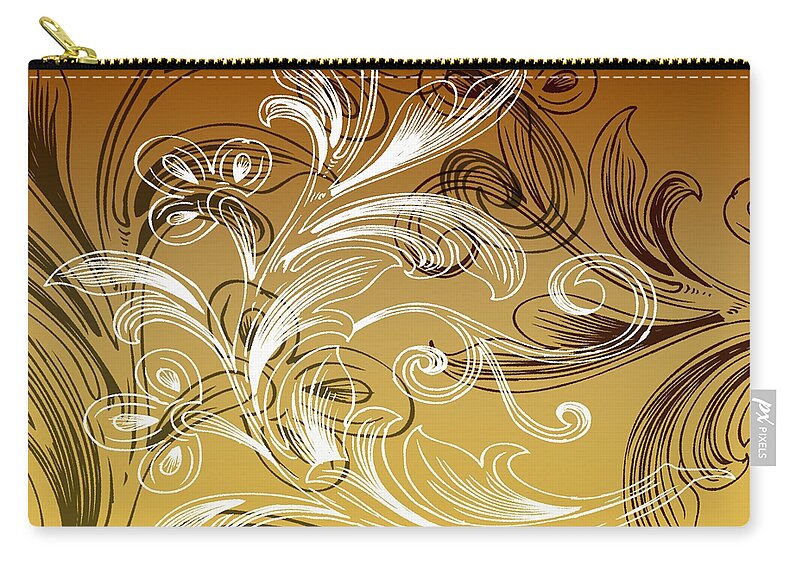 Flowers Zip Pouch featuring the digital art Coffee Flowers 4 Calypso by Angelina Tamez