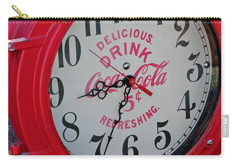 Coke Zip Pouch featuring the photograph Coke Clock by Jill Reger