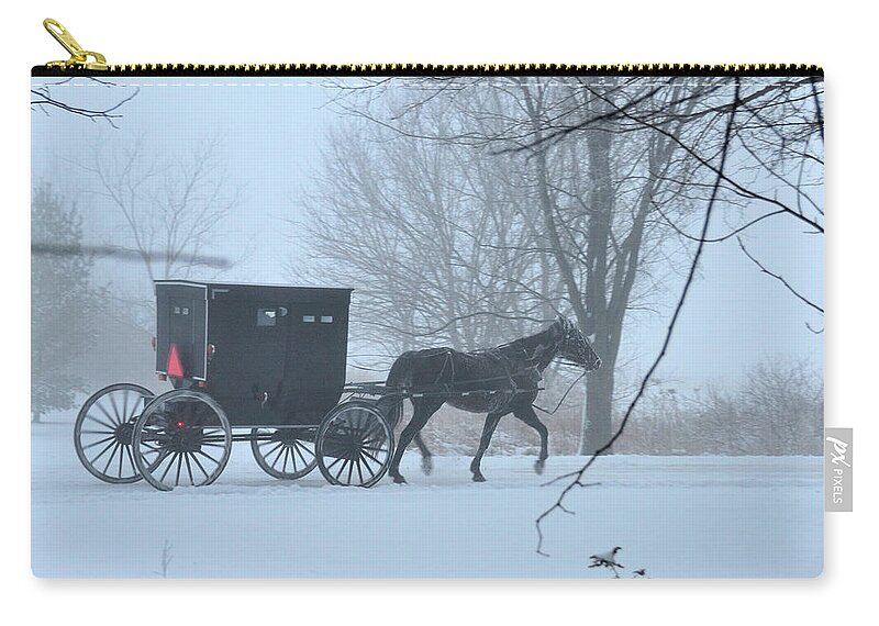 Amish Zip Pouch featuring the photograph Cold Amish Morning by David Arment