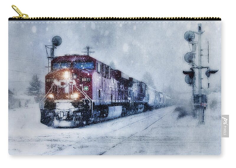 Train Zip Pouch featuring the photograph Cold Nights On The Midnight Train Color by Theresa Tahara