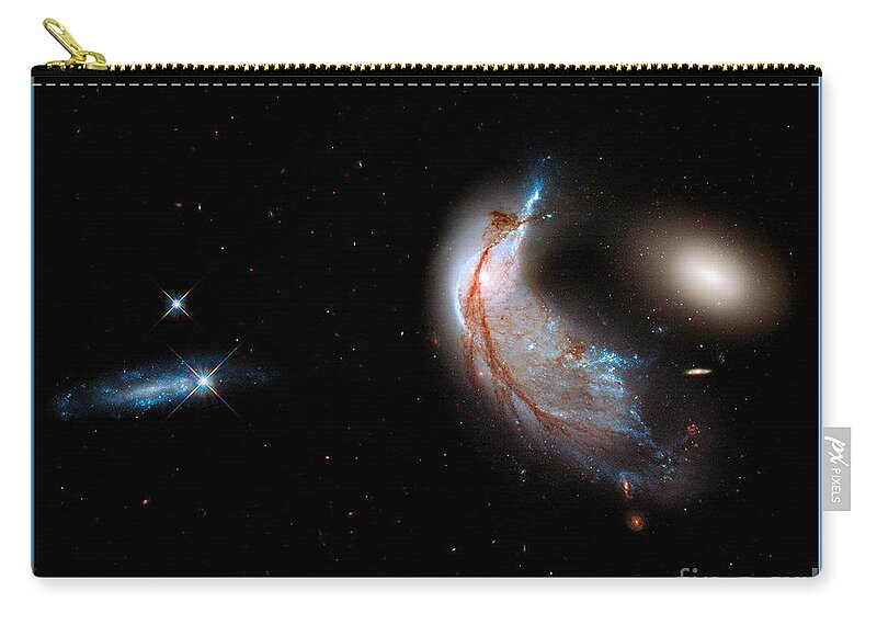 Galaxy Zip Pouch featuring the photograph Colliding Galaxies by Rose Santuci-Sofranko
