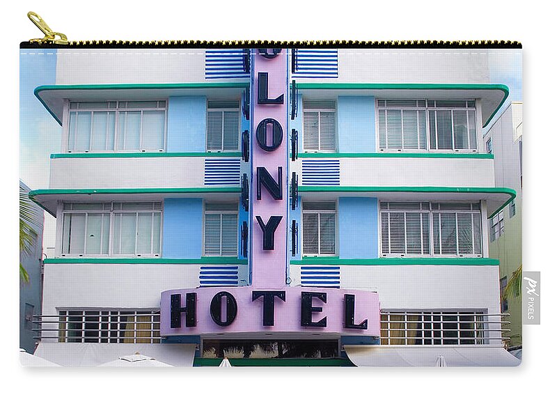 Colonyhotel Zip Pouch featuring the photograph Colony Hotel Daytime by Gary Dean Mercer Clark