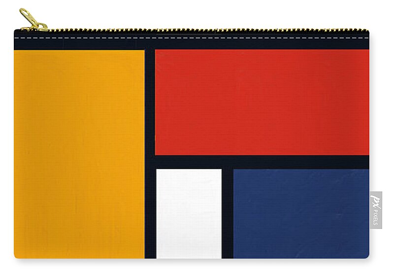Mondrian Mixed Media Art Zip Pouch featuring the painting Color Squares - Mondrian Inspired by Portraits By NC