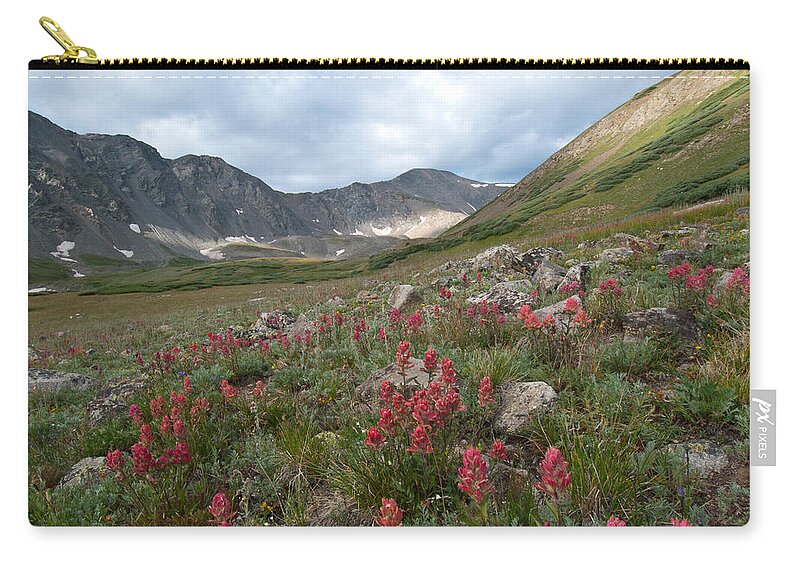 Landscape Zip Pouch featuring the photograph Colorado Early Morning Summer Landscape with Gray's Peak by Cascade Colors