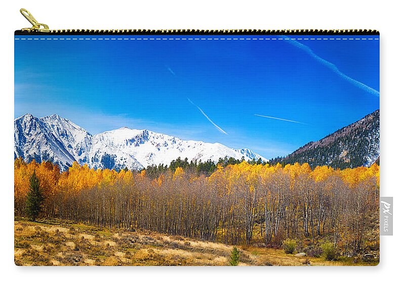 Snow Zip Pouch featuring the photograph Colorado Rocky Mountain Independence Pass Autumn Pano 1 by James BO Insogna