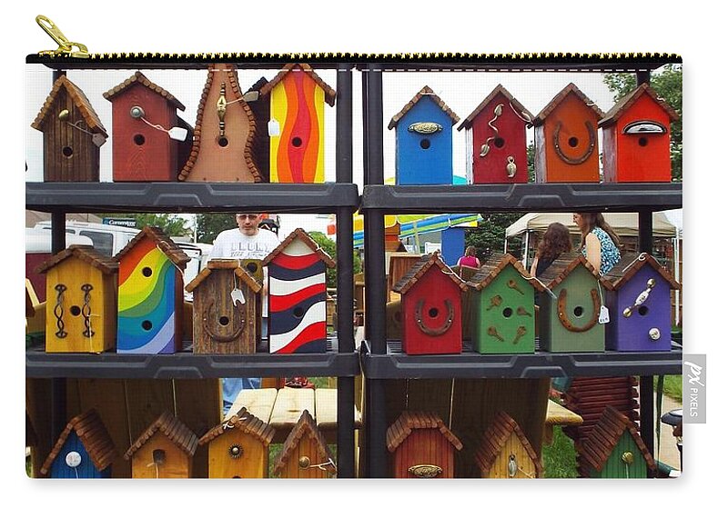 Birdhouses Zip Pouch featuring the photograph Colorful Condos 2 by Caryl J Bohn