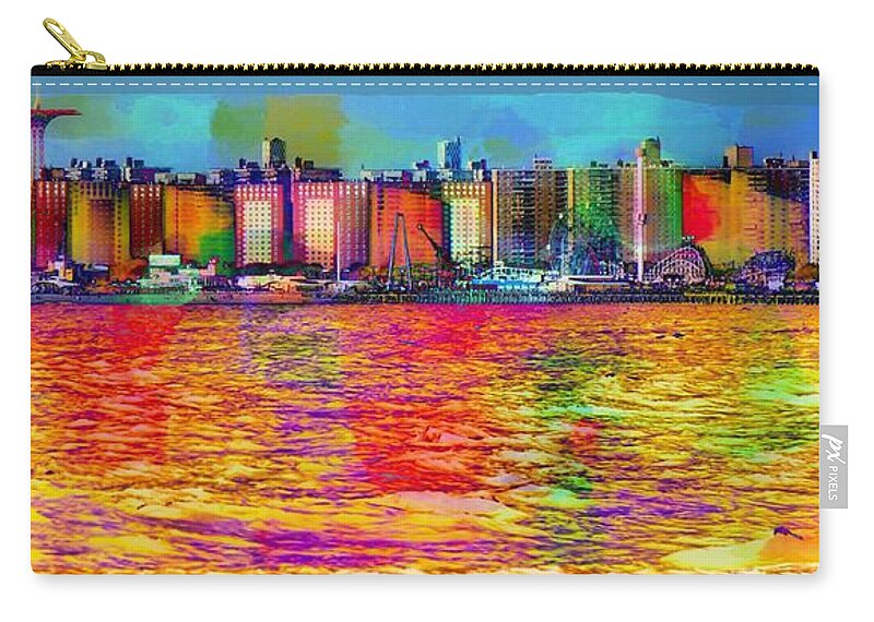 Coney Island Zip Pouch featuring the photograph Colorful Coney Island by Lilliana Mendez