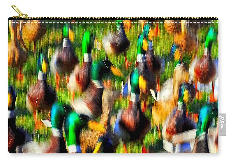 Duck Zip Pouch featuring the photograph Colorful Confusion by Frozen in Time Fine Art Photography