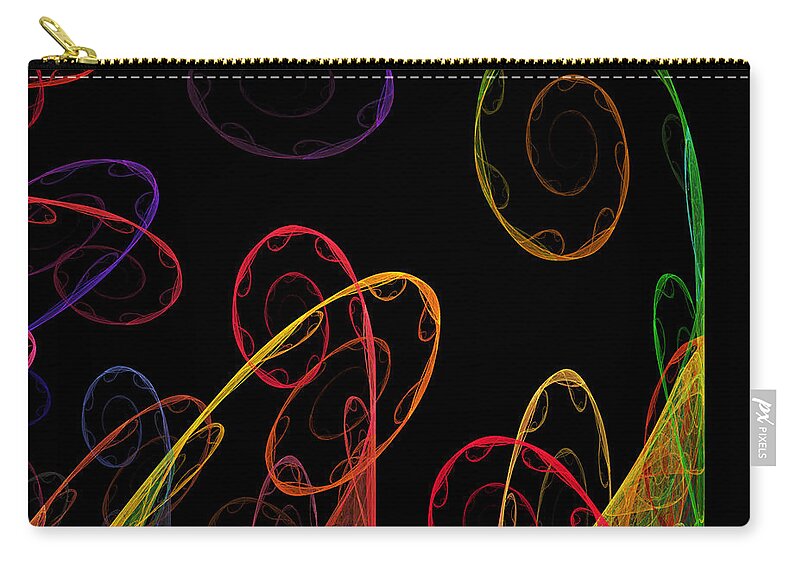 Abstract Zip Pouch featuring the digital art Colorful Curly Curls - Abstract - Fractal - Square by Andee Design