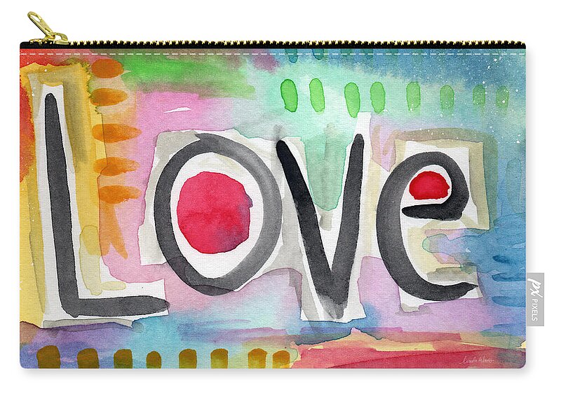 Love Zip Pouch featuring the painting Colorful Love- painting by Linda Woods
