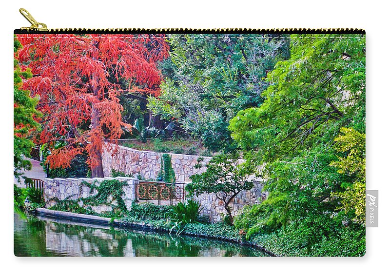 River Zip Pouch featuring the photograph Colorful Riverwalk by David and Carol Kelly