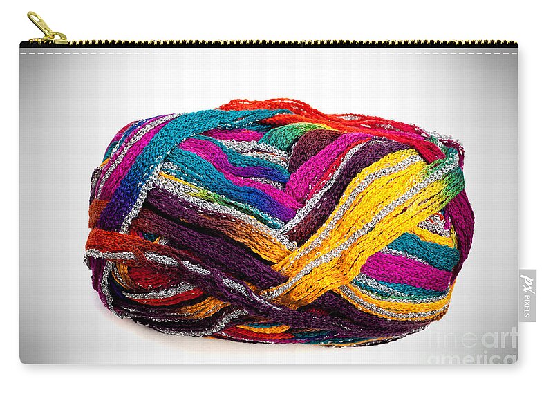 Colors Zip Pouch featuring the photograph Colorful yarn by Les Palenik