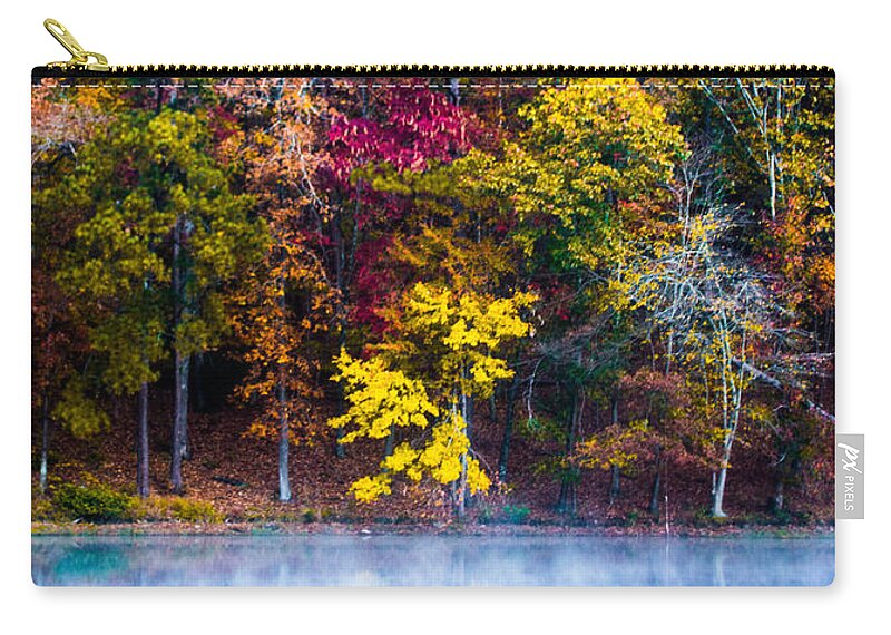 Oak Mountain Zip Pouch featuring the photograph Colors In Early Morning Fog by Parker Cunningham