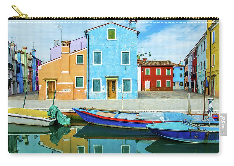 Tranquility Zip Pouch featuring the photograph Colourful Burano by Federica Gentile