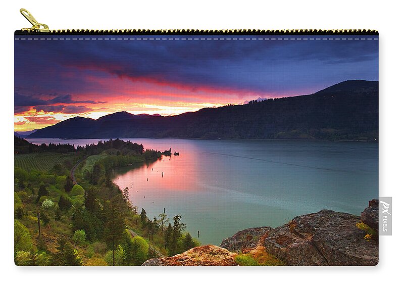 Sunset Carry-all Pouch featuring the photograph Columbia Sunset by Darren White