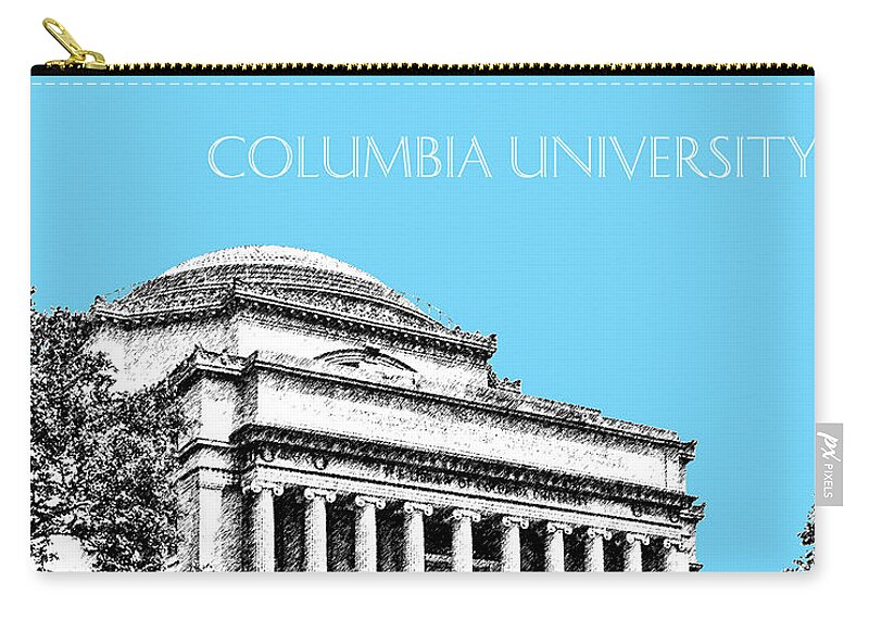 University Zip Pouch featuring the digital art Columbia University - Sky Blue by DB Artist