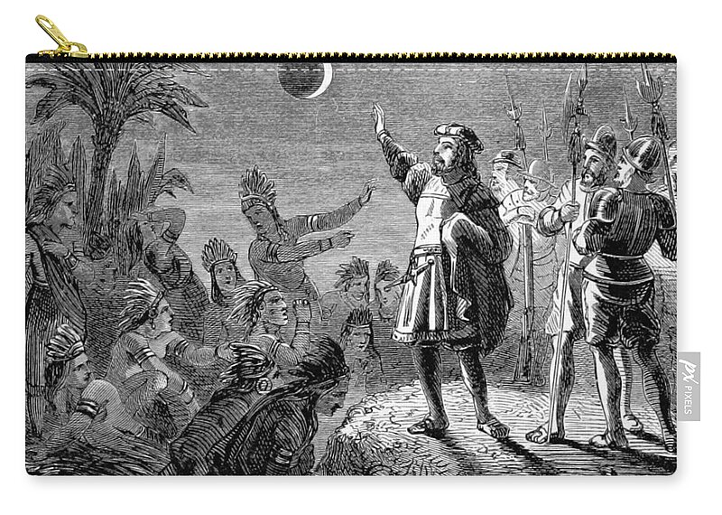 Science Zip Pouch featuring the photograph Columbus And The Lunar Eclipse, 1504 by British Library