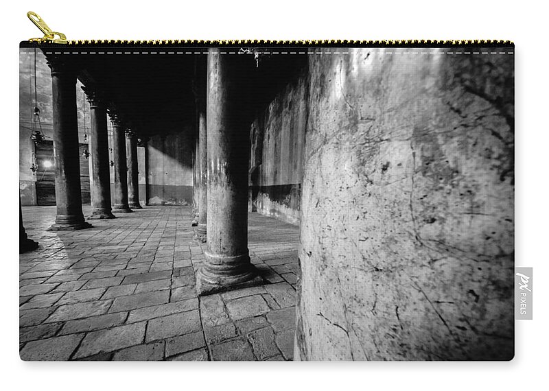 Israel Zip Pouch featuring the photograph Columns at the Church of Nativity by David Morefield