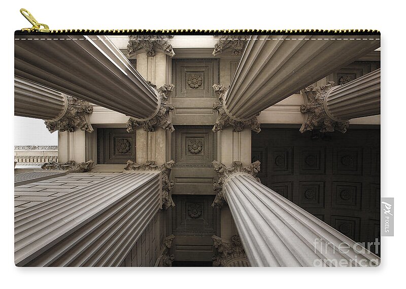 Architecture Zip Pouch featuring the photograph Columns at the National Archives in Washington DC by William Kuta