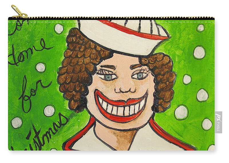 Christmas Zip Pouch featuring the painting Come home for Christmas Tillie by Patricia Arroyo