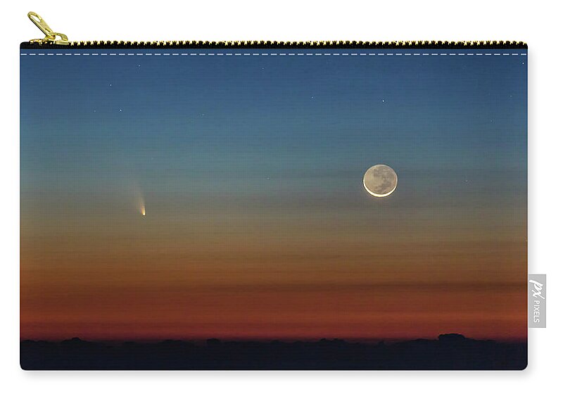 Tranquility Zip Pouch featuring the photograph Comet Pan-starrs And Crescent Moon by Don Smith