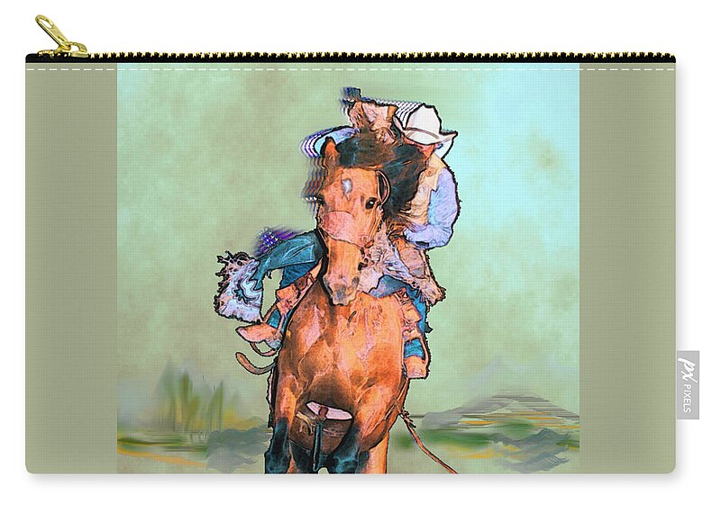 Cowboy Carry-all Pouch featuring the digital art Comin' Atcha by Kae Cheatham
