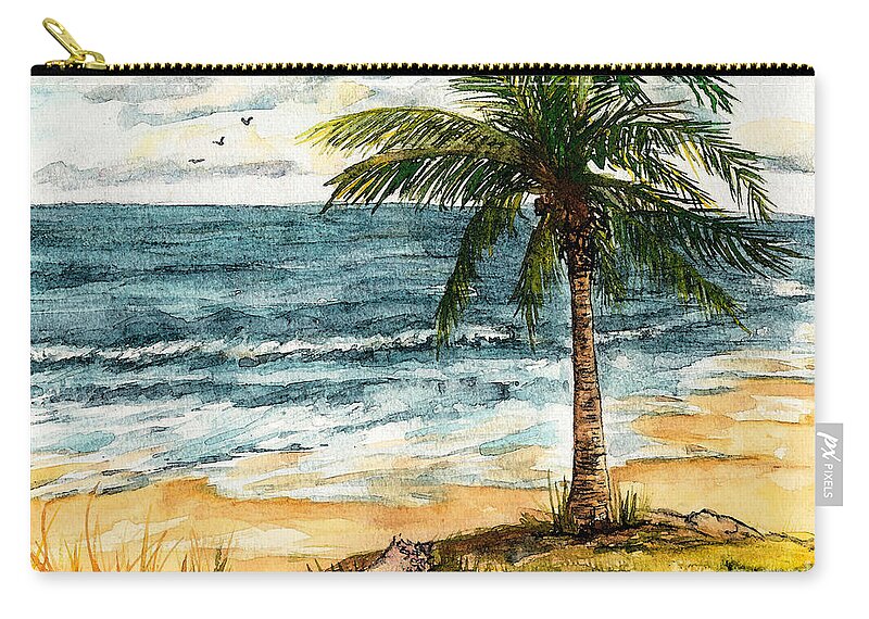 Beach Zip Pouch featuring the painting Conch Shell in the Shade by Janis Lee Colon
