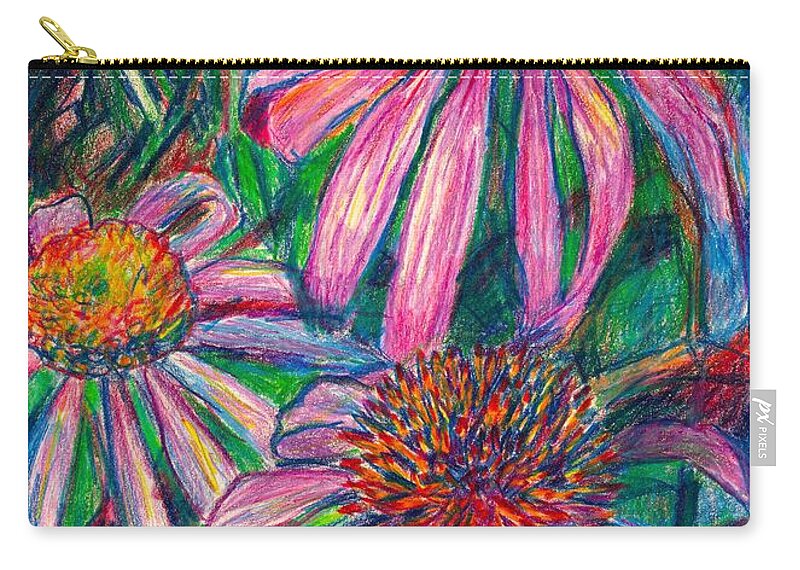 Coneflowers Zip Pouch featuring the drawing Coneflower Twirl by Kendall Kessler