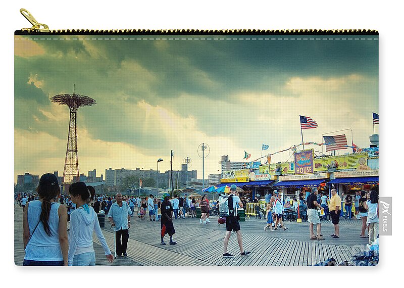 Coney Island Zip Pouch featuring the photograph Coney Island Brooklyn New York City by Sabine Jacobs