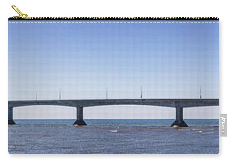 Bridge Zip Pouch featuring the photograph Confederation Bridge panorama 3 by Elena Elisseeva