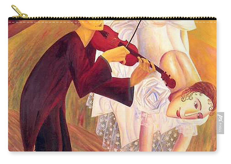 Conjured Melodies Zip Pouch featuring the painting Conjured Melodies by Israel Tsvaygenbaum