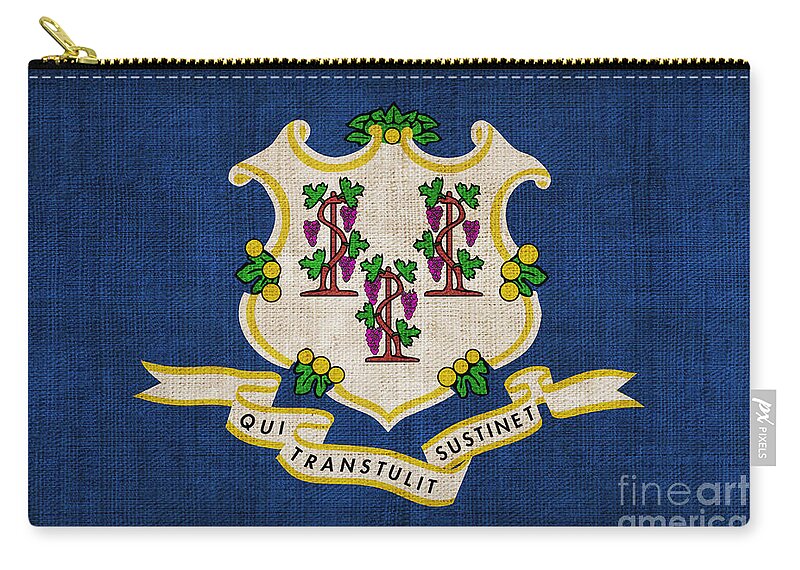 Connecticut Zip Pouch featuring the painting Connecticut state flag by Pixel Chimp