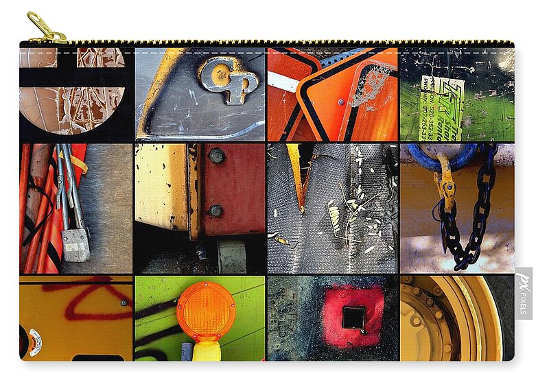  Abstract Urban Zip Pouch featuring the photograph Construction Site TOP 12 by Marlene Burns