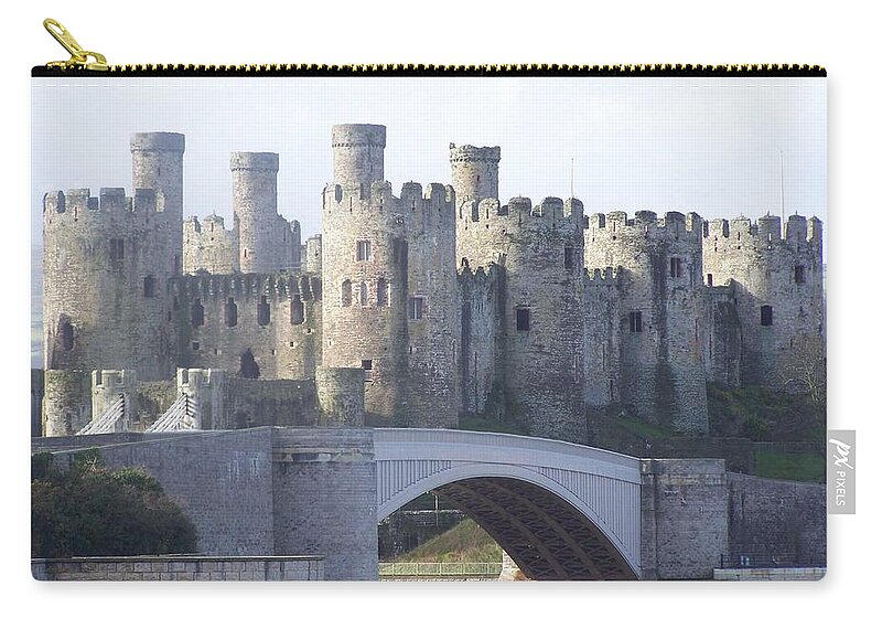 Castles Zip Pouch featuring the photograph Conwy castle by Christopher Rowlands