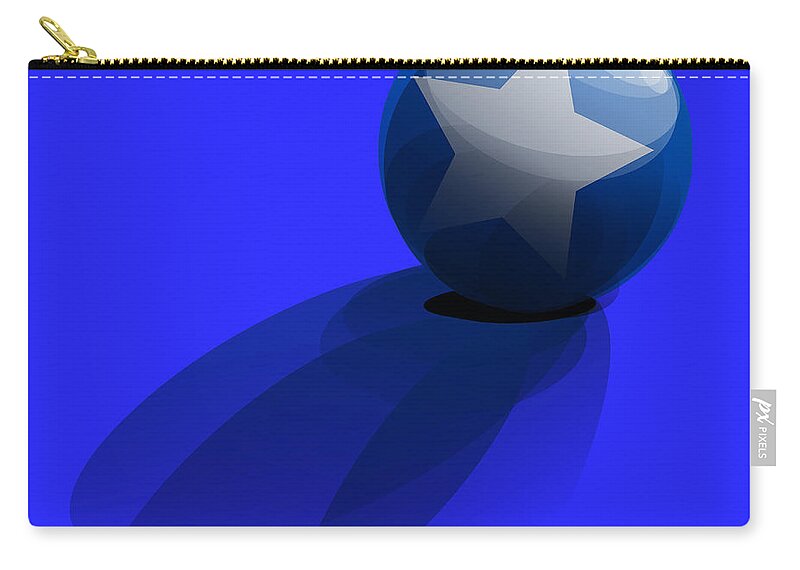 Blue Zip Pouch featuring the digital art Blue Ball decorated with star grass blue background by Vintage Collectables