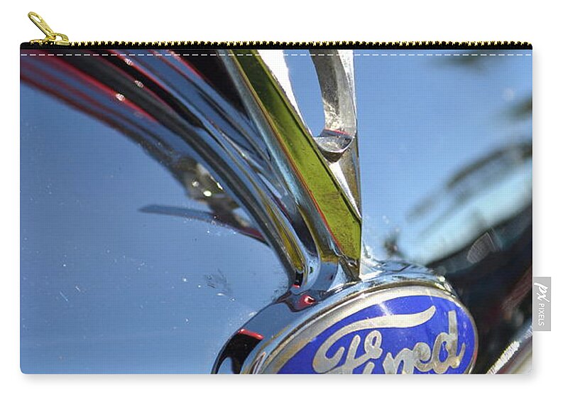 Red Zip Pouch featuring the photograph Cool Ford-3 by Dean Ferreira