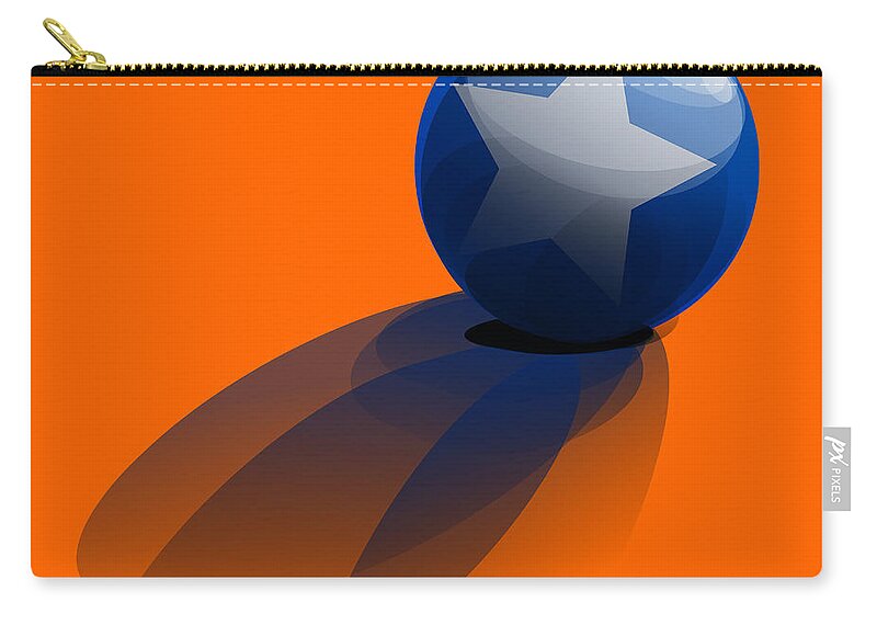 Orange Zip Pouch featuring the digital art Blue Ball decorated with star orange background by Vintage Collectables