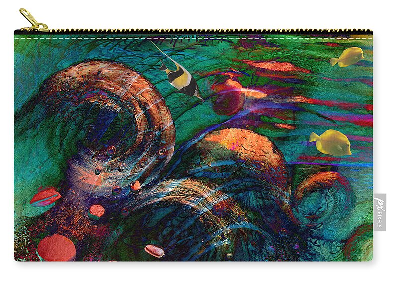 Coral Reef Zip Pouch featuring the digital art Coral Reef 2 by Lisa Yount