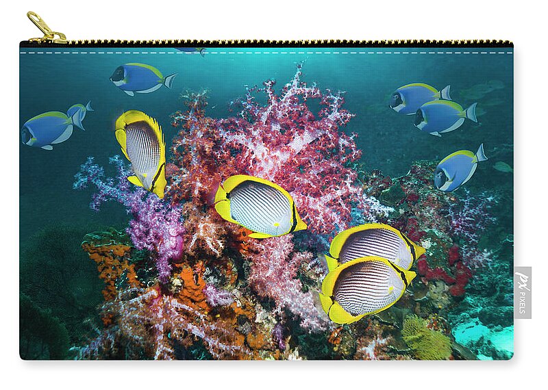 Tranquility Zip Pouch featuring the photograph Coral Reef Scenery by Georgette Douwma