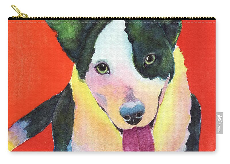 Corgi Zip Pouch featuring the painting Corgi by Greg and Linda Halom