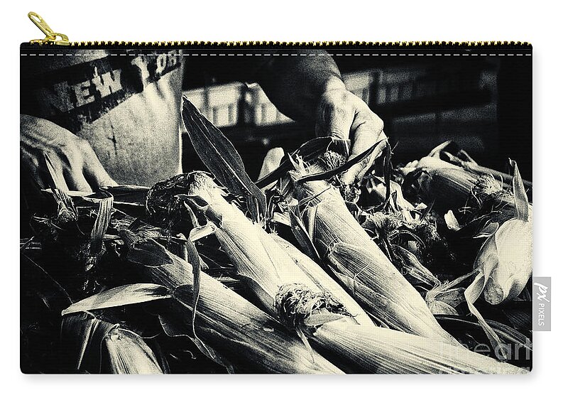 Filmnoir Zip Pouch featuring the photograph Corn Cobs at the Market New York City by Sabine Jacobs