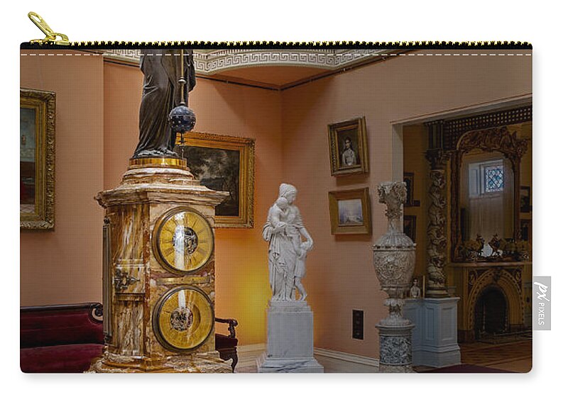 America Zip Pouch featuring the photograph Cornu Clock by Susan Candelario