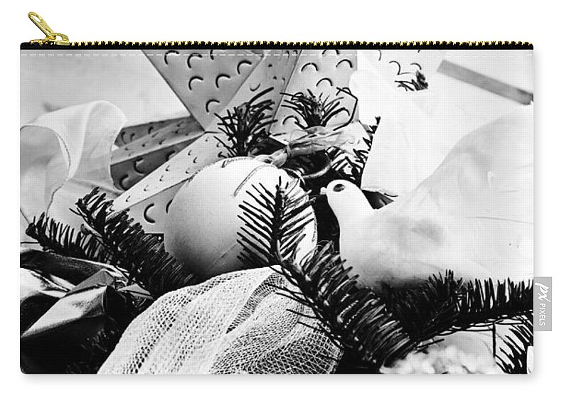 Christmas Zip Pouch featuring the photograph Corporate Tree in Black and White by Michael Porchik